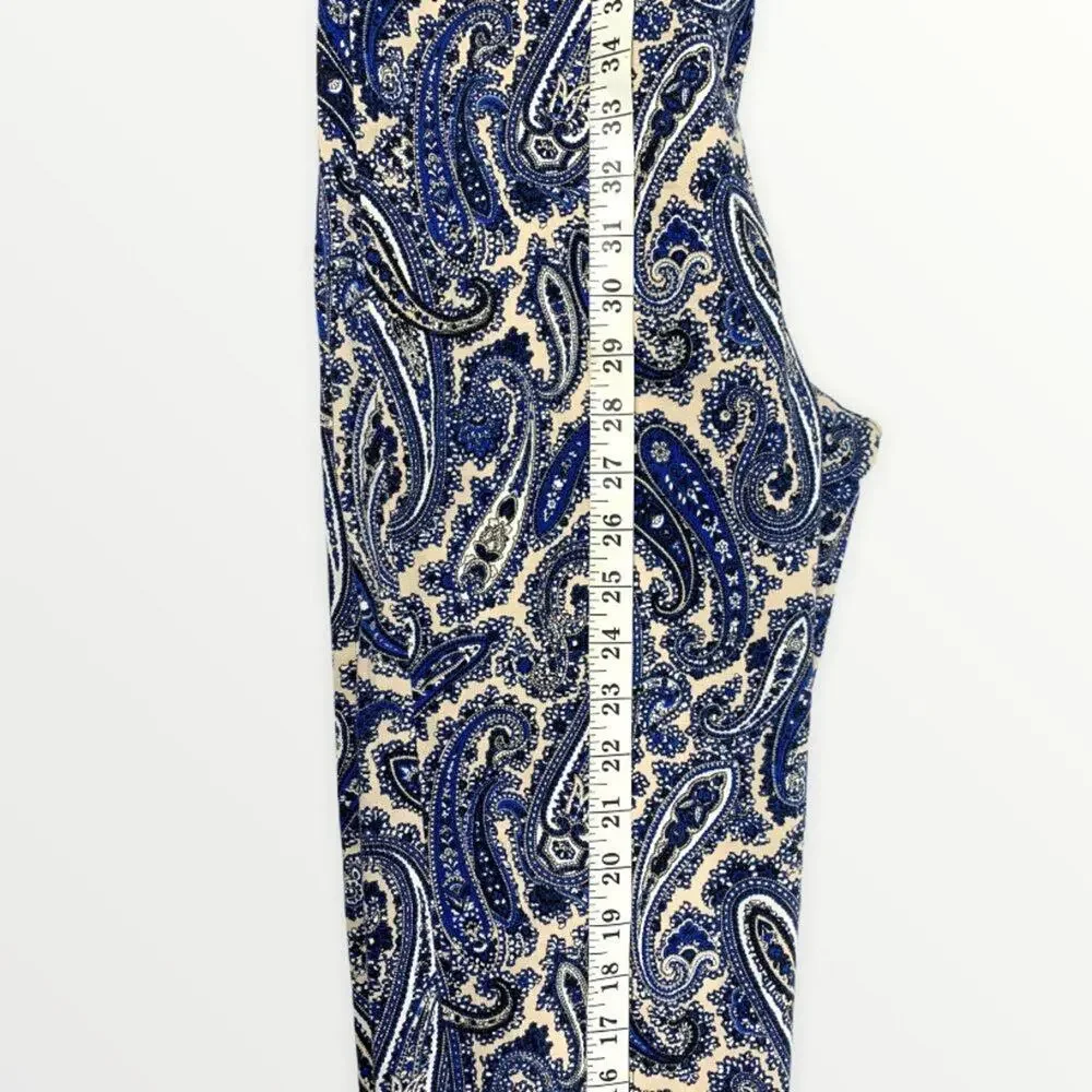 Diane Von Furstenberg Navy Blue Paisley Skinny Trouser Pants Size 6 - Picture 10 of 10